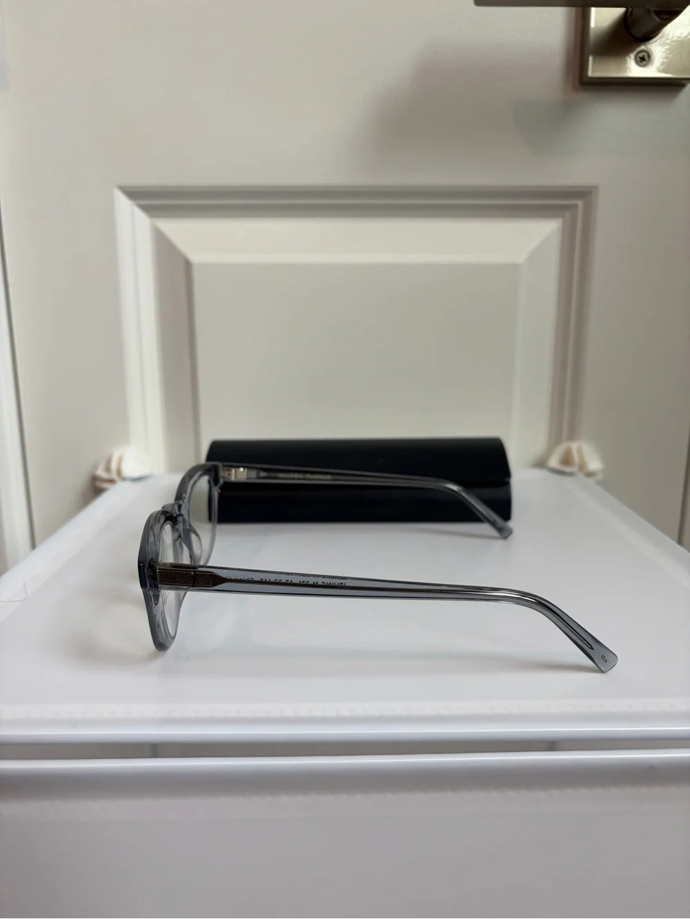 Warby Parker Blue-light Clear/Light Blue Frame Round Sunglasses